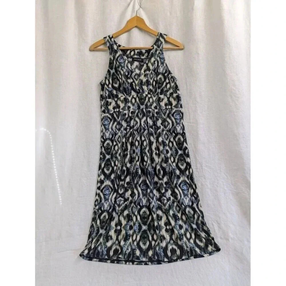 Axcess women's stretch knit sleeveless geometric print dress size medium D16